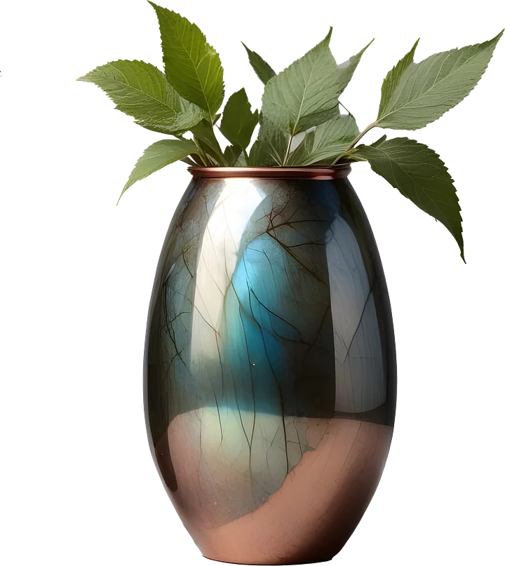 Stellar Luxe – Labradorite & Copper Oval Vase PNG product image (1)