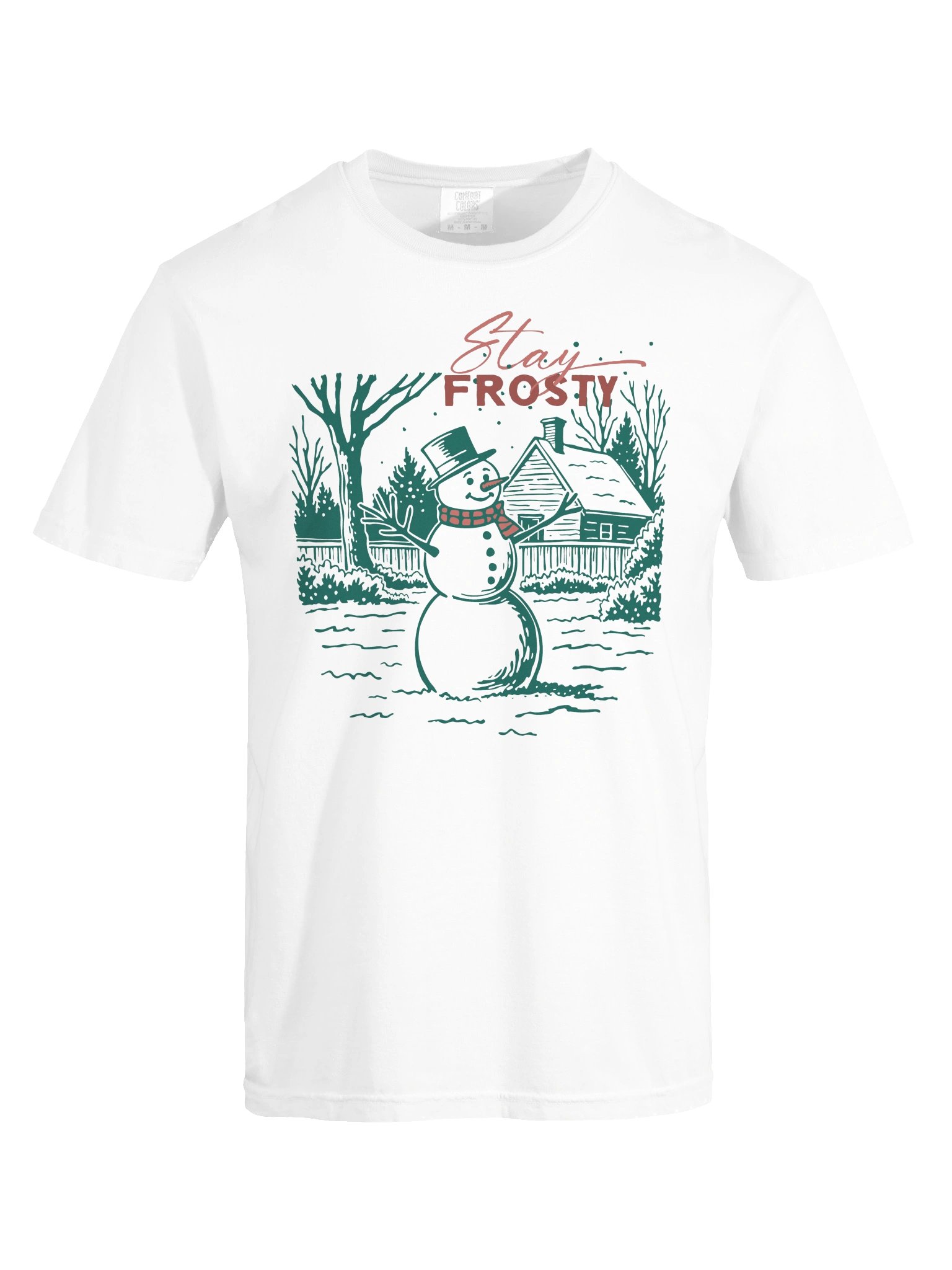 Stay Frosty retro Christmas t-shirt with a vintage snowman scene product image (45)