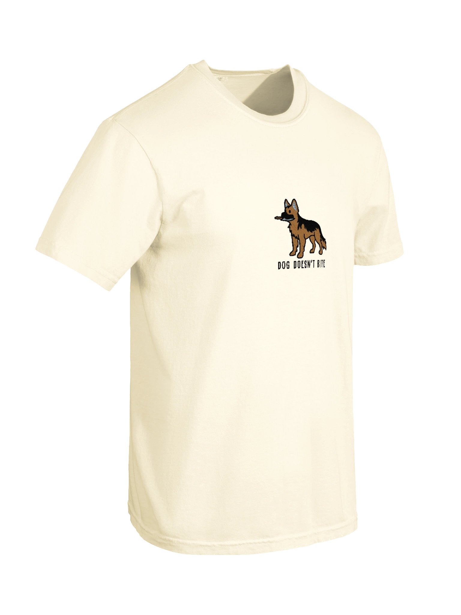 Dog Doesn't Bite Funny Chibi-Style Embroidered T-Shirt for German Shepherd(Tan) Owners product image (118)