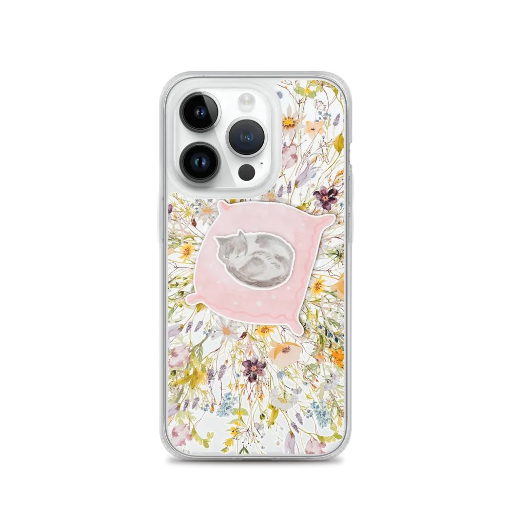 Sleeping Cat Floral iPhone Clear Case product image (286)