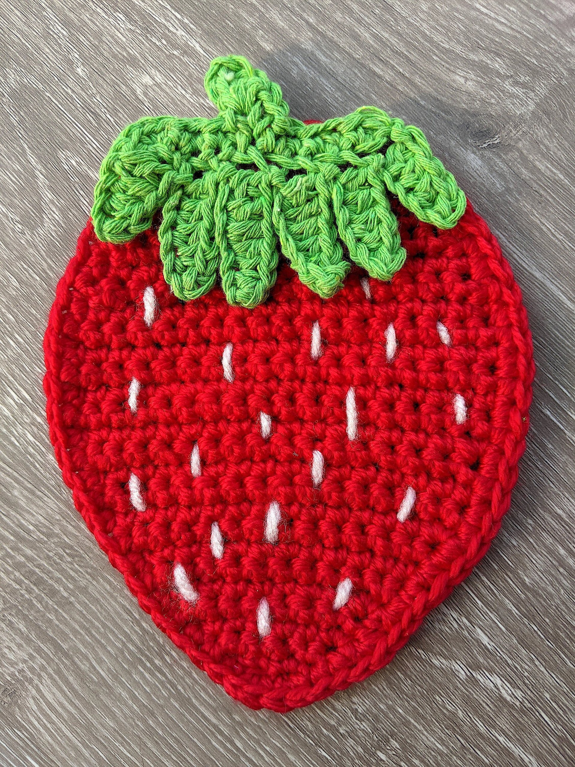Crochet Strawberry Coaster Pattern product image (2)