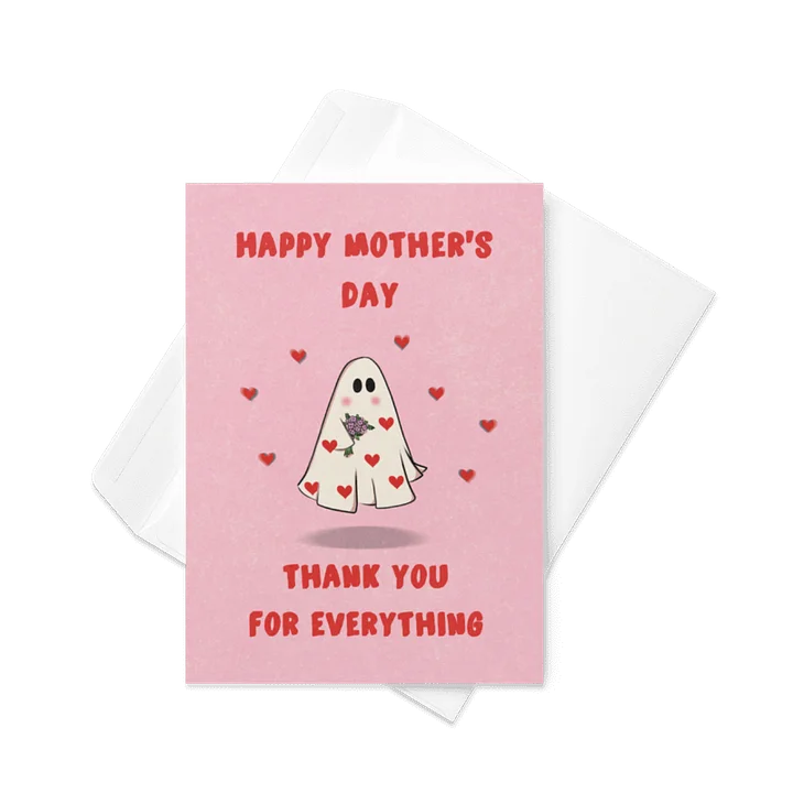 Cute Ghost With Flowers - Mother's Day Card product image (1)