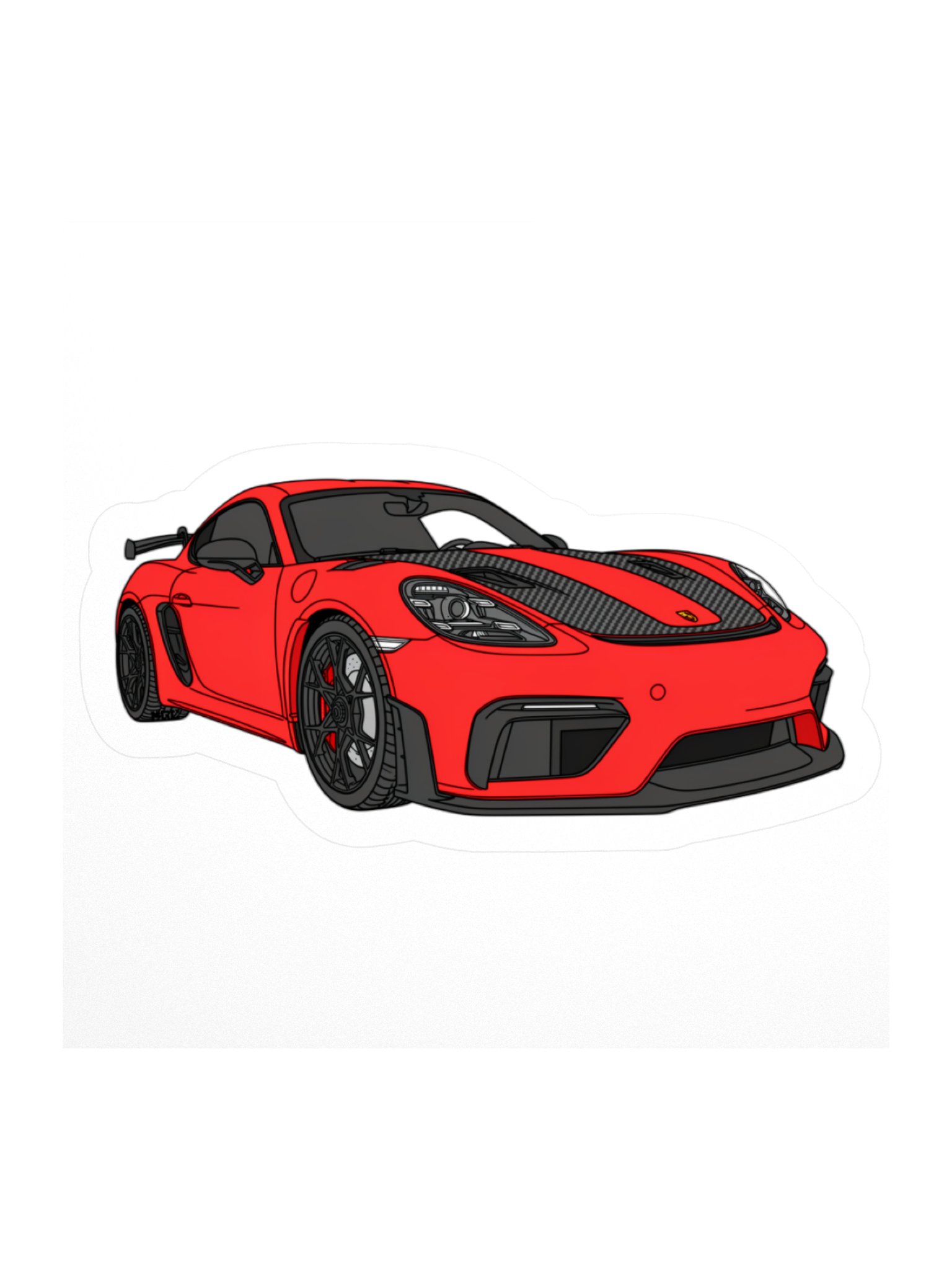 Red Porsche GT4 RS Sticker (Retro, Sketch, Silhouette) product image (3)