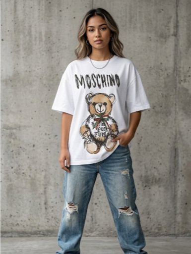 Moschino Teddy Bear Graphic T-Shirt | Sketch Art Licensed Tee | Jeremy Scott Italian Luxury Streetwear product image (2)