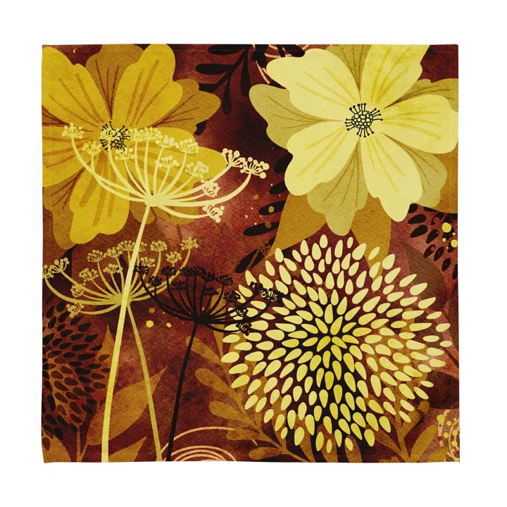 Watercolor Florals Yellow Brown Cloth Napkins 4pcs product image (2)