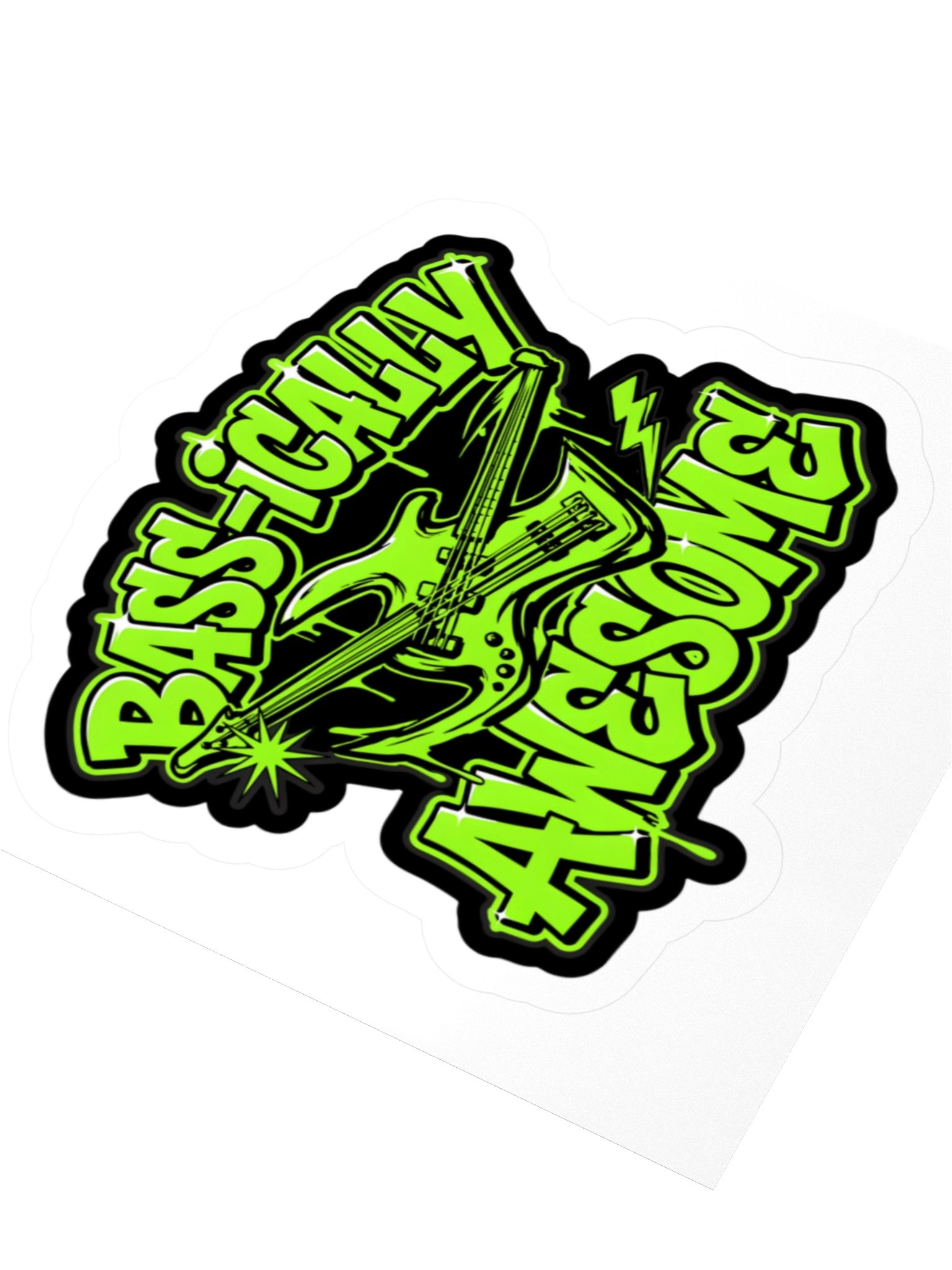 Bass-ically Awesome Neon Bass Guitar Kiss Cut Sticker product image (9)