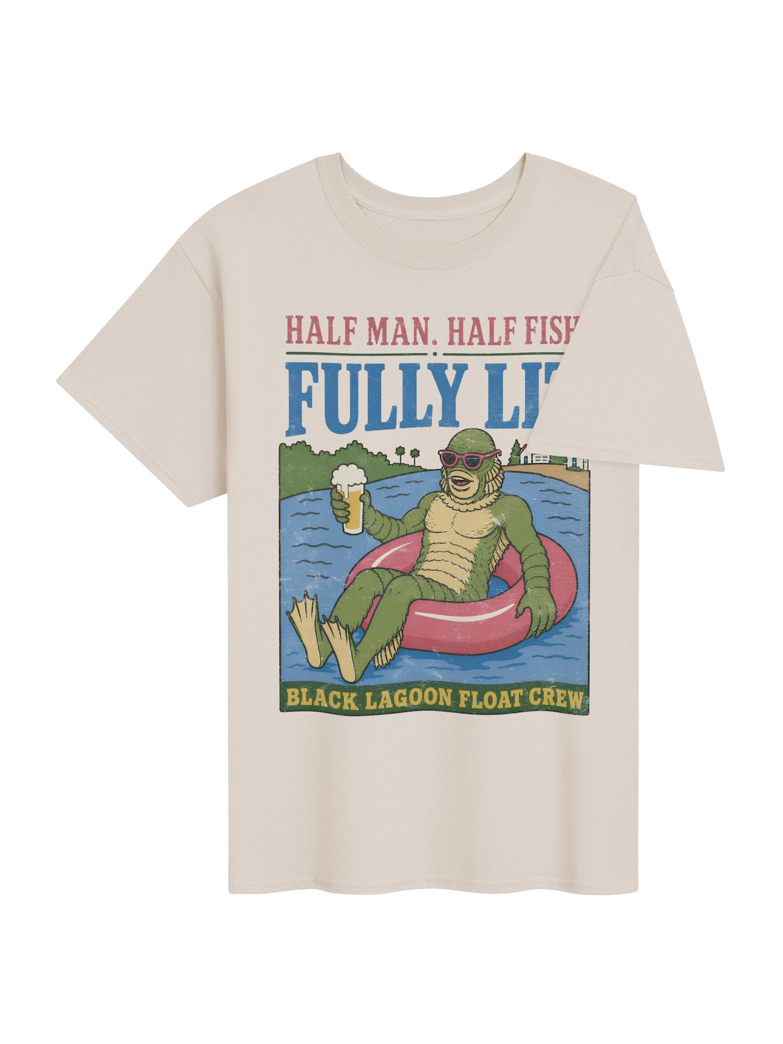 Funny Lake Drinking Shirt – Half Man Half Fish Fully Lit Tee product image (24)