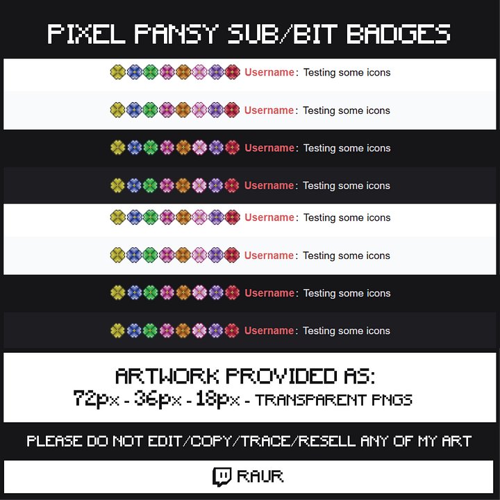 Twitch Pixel Pansies - Sub/Bit Badges product image (2)