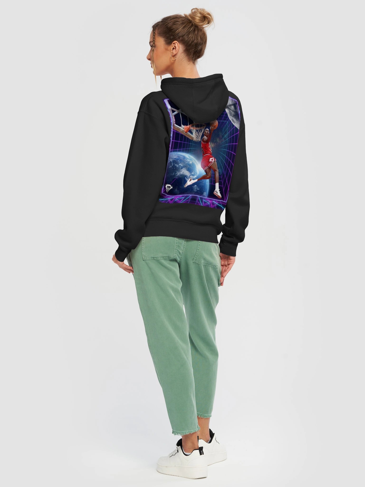 90s VINTAGE RETRO AIR JORDAN DUNK CONTEST SPACE GRID HOODIE product image (46)