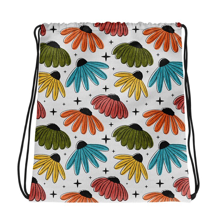 Retro Halftone Coneflowers Drawstring Bag product image (1)