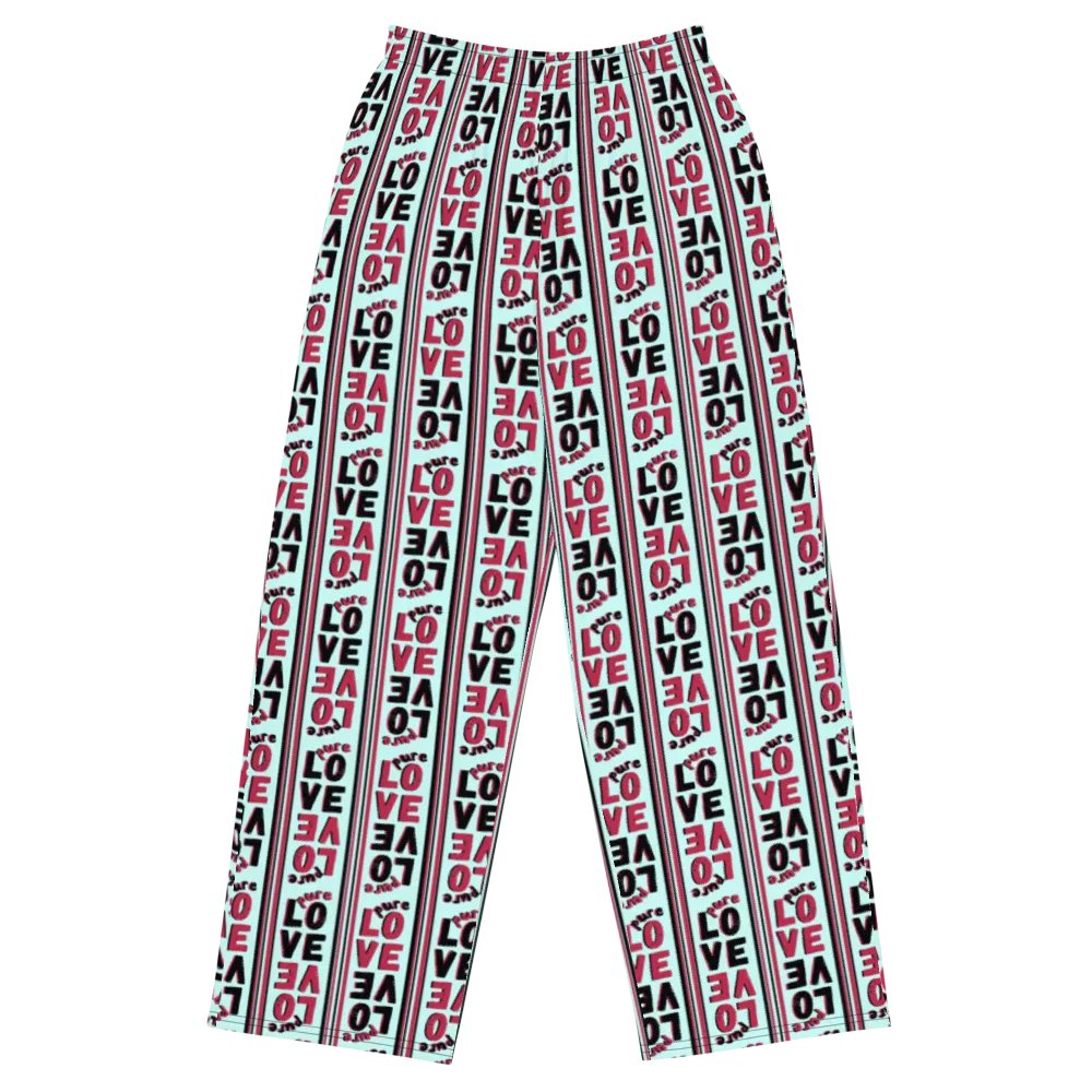 Pure Love Stripes on light green - Unisex Wide-Leg Pants product image (6)