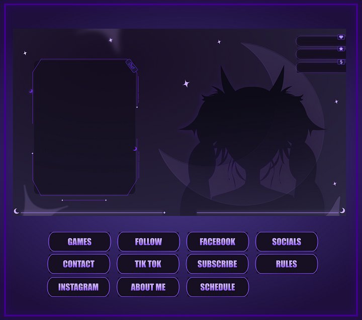 GOTHIC VTUBER STREAM OVERLAY ANIMATED - VTUBER PACK ANIMATED - GOTHIC CELESTIAL STREAM OVERLAY ANIMATED product image (2)