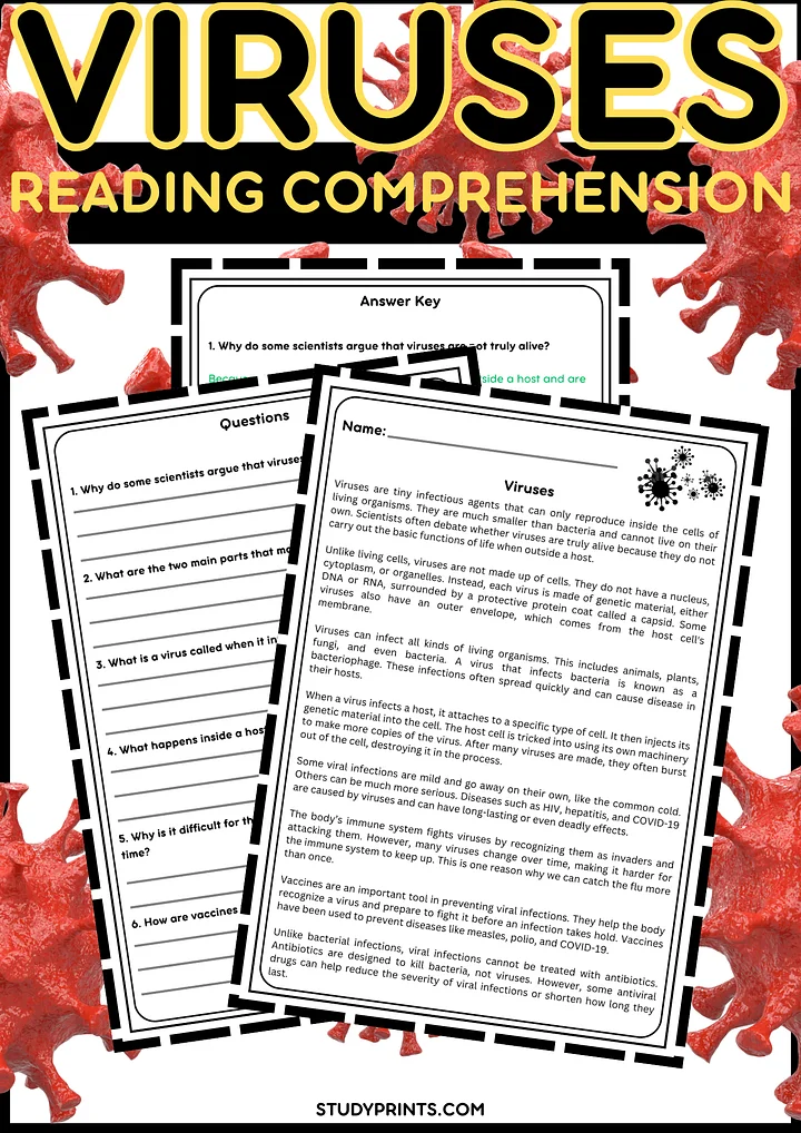 Viruses Reading Passage with Questions and Answer Key product image (1)