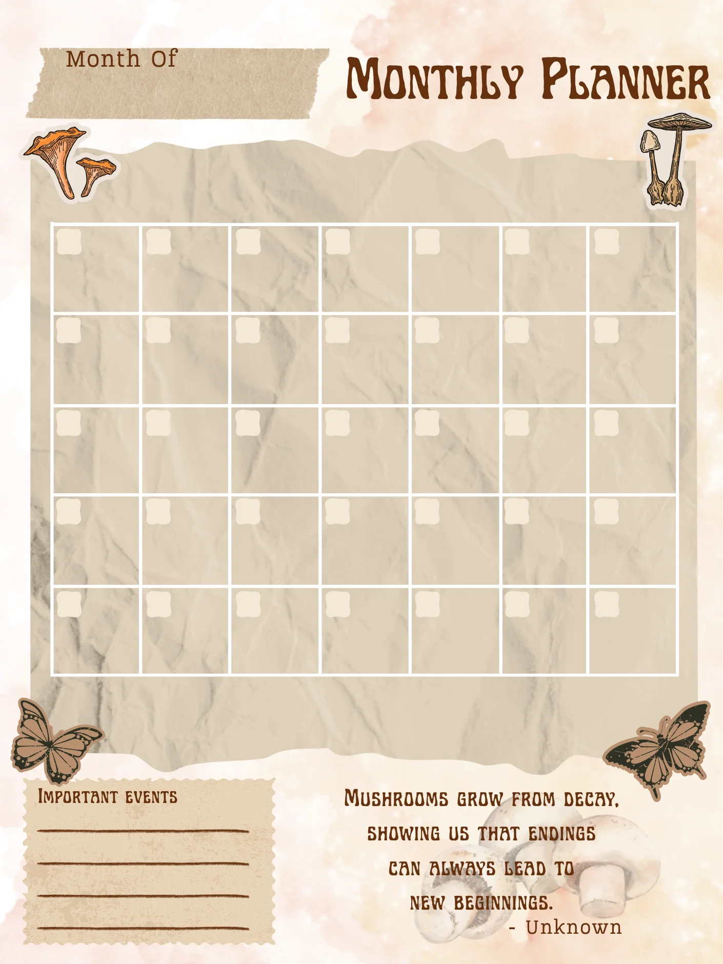 [A5] May Planner Design - Mushroom Scrapbook (Daily, Weekly, & Monthly) product image (3)
