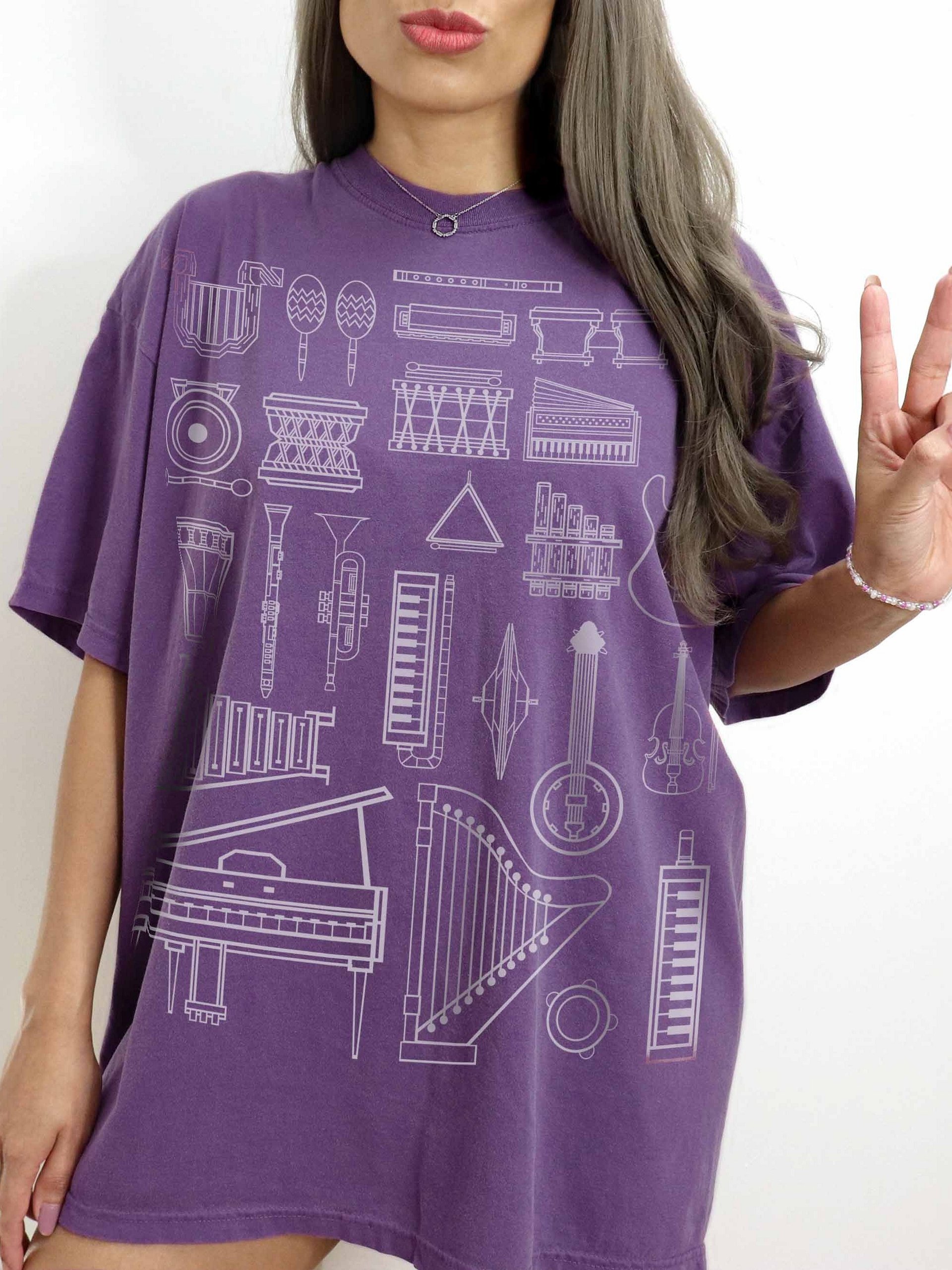 Vintage Musical Instruments Shirt – Retro Music Graphic Tee with Classic Instrument Illustrations - Dark Academia product image (2)
