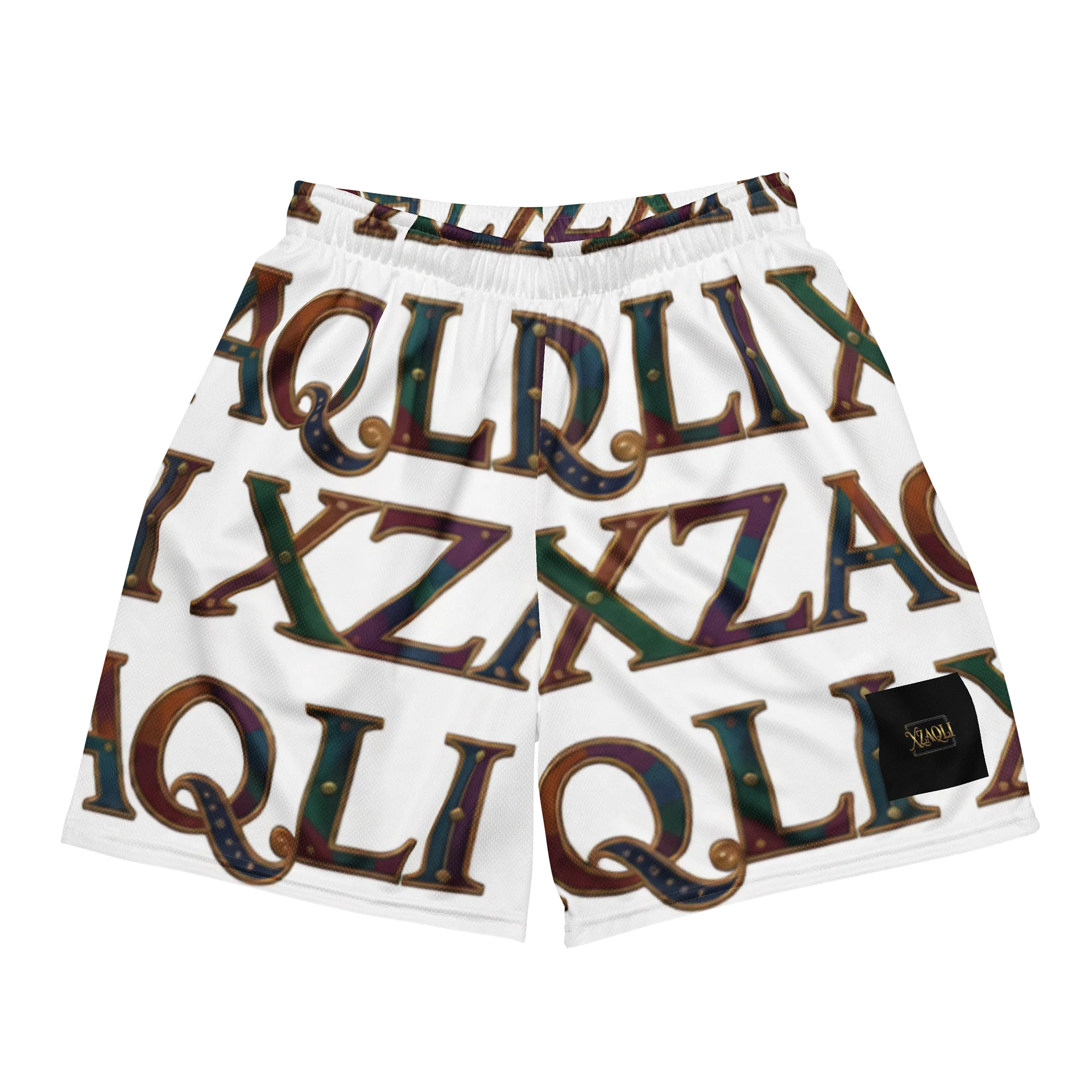 XZAQLI Men's Ivory Monogram Mesh Shorts product image (1)