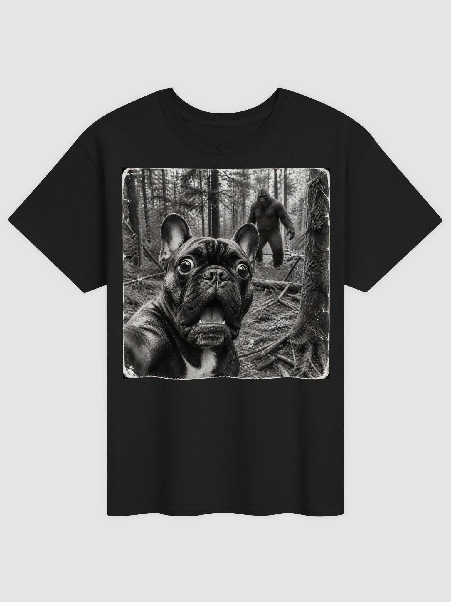 Funny Bigfoot French Bulldog Selfie Shirt - Sasquatch Frenchie Dog T-Shirt product image (1)