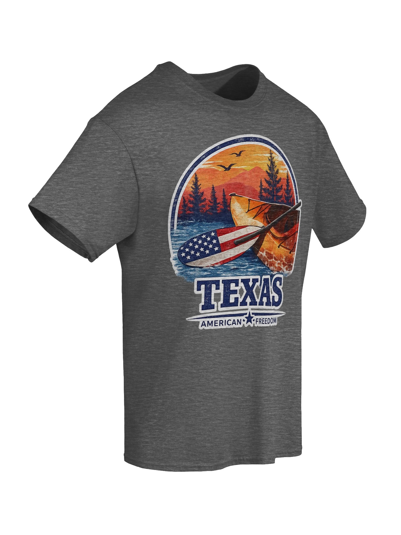 Texas Kayak Tee – Paddle Free Edition | American Freedom Gildan 5000 product image (44)