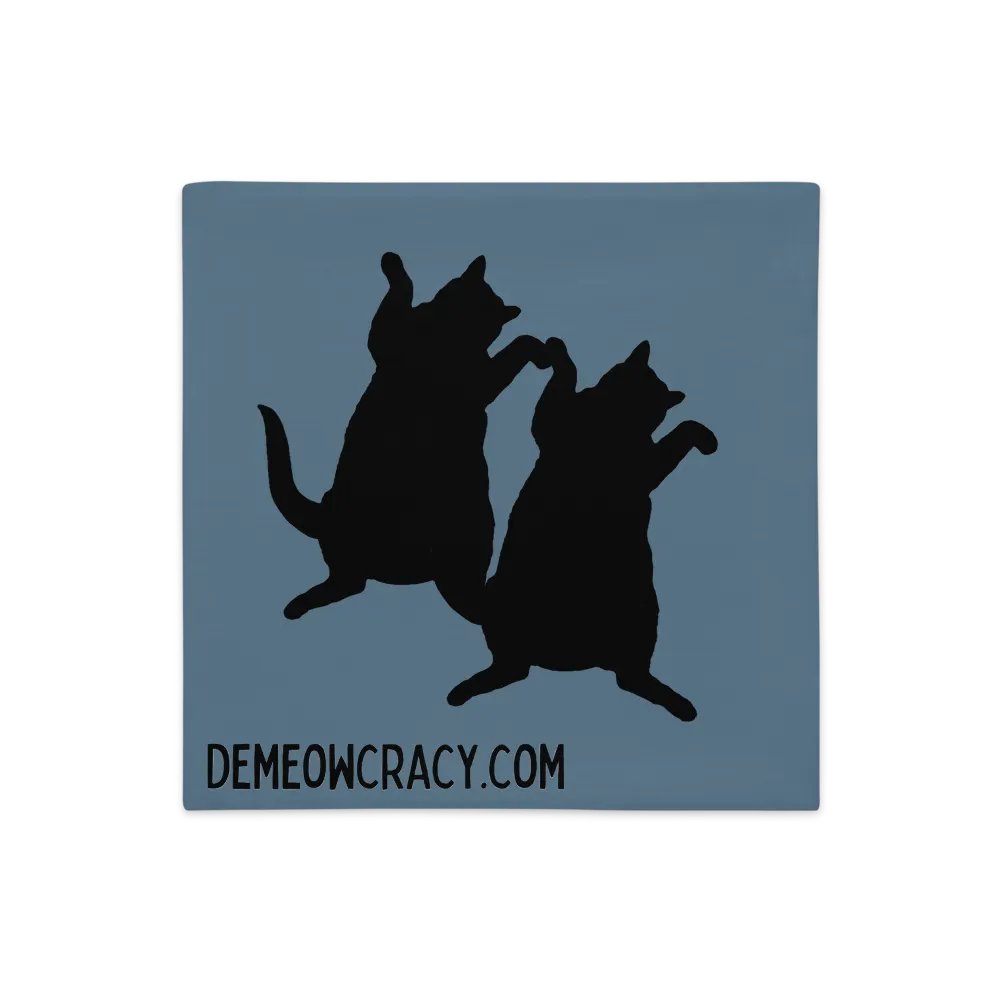 Dancing DeMeowcracy Kitties Reversible Pillow Cover - Slate Blue product image (4)