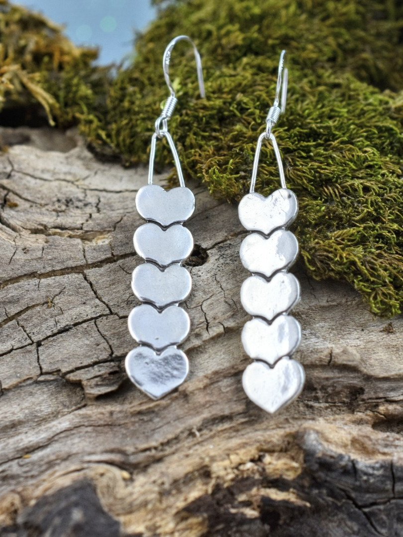 Stacked Hearts Sterling Silver Earrings – A Love That Grows product image (1)