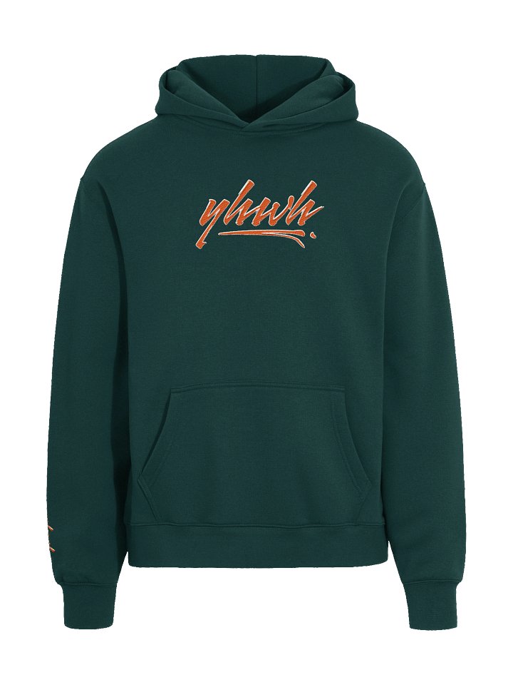 YHWH - PREMIUM OVERSIZED Embroidered Hoodie Orange on Green product image (2)