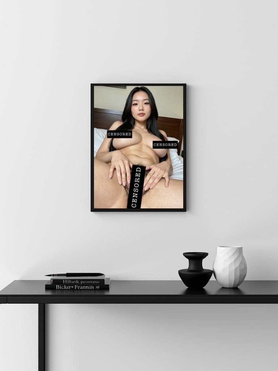 Asian Woman Long Black Hair Bed Pose – Glossy 8x10 Metal Print product image (3)