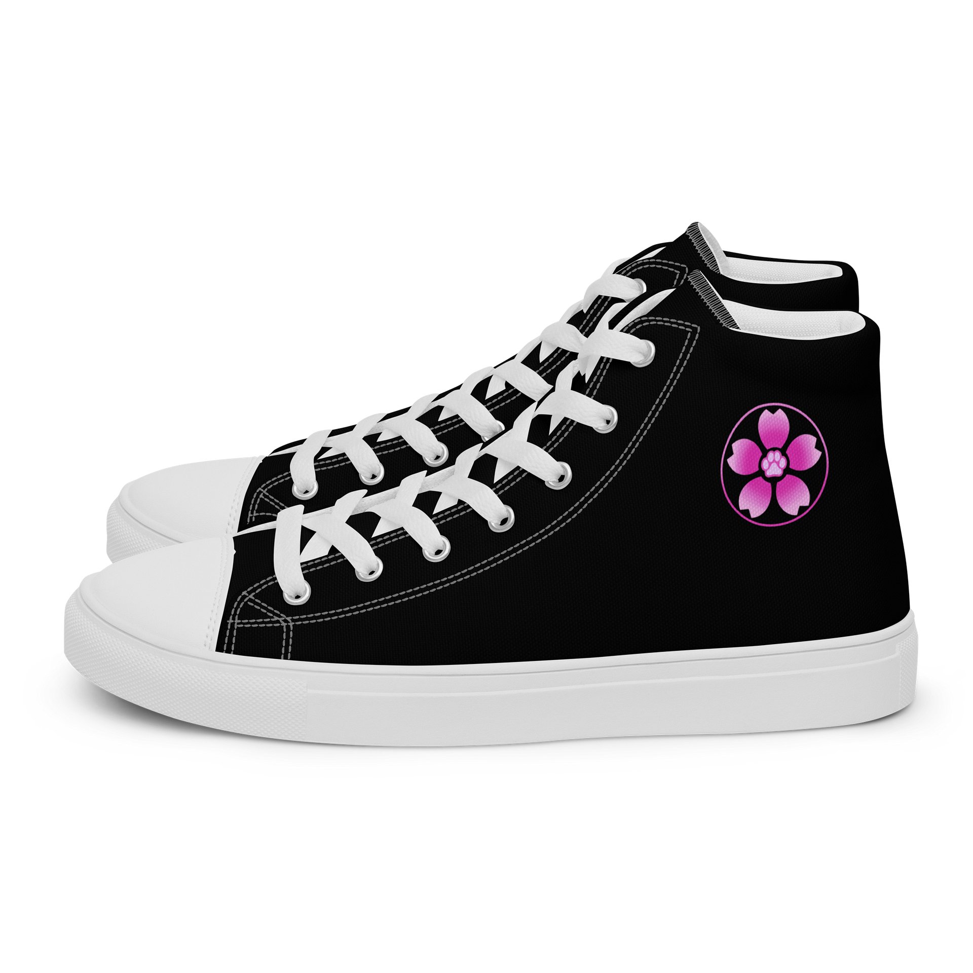 Moo Cherry Pawsom Logo Women's High-Canvas Shoes (Black) product image (2)