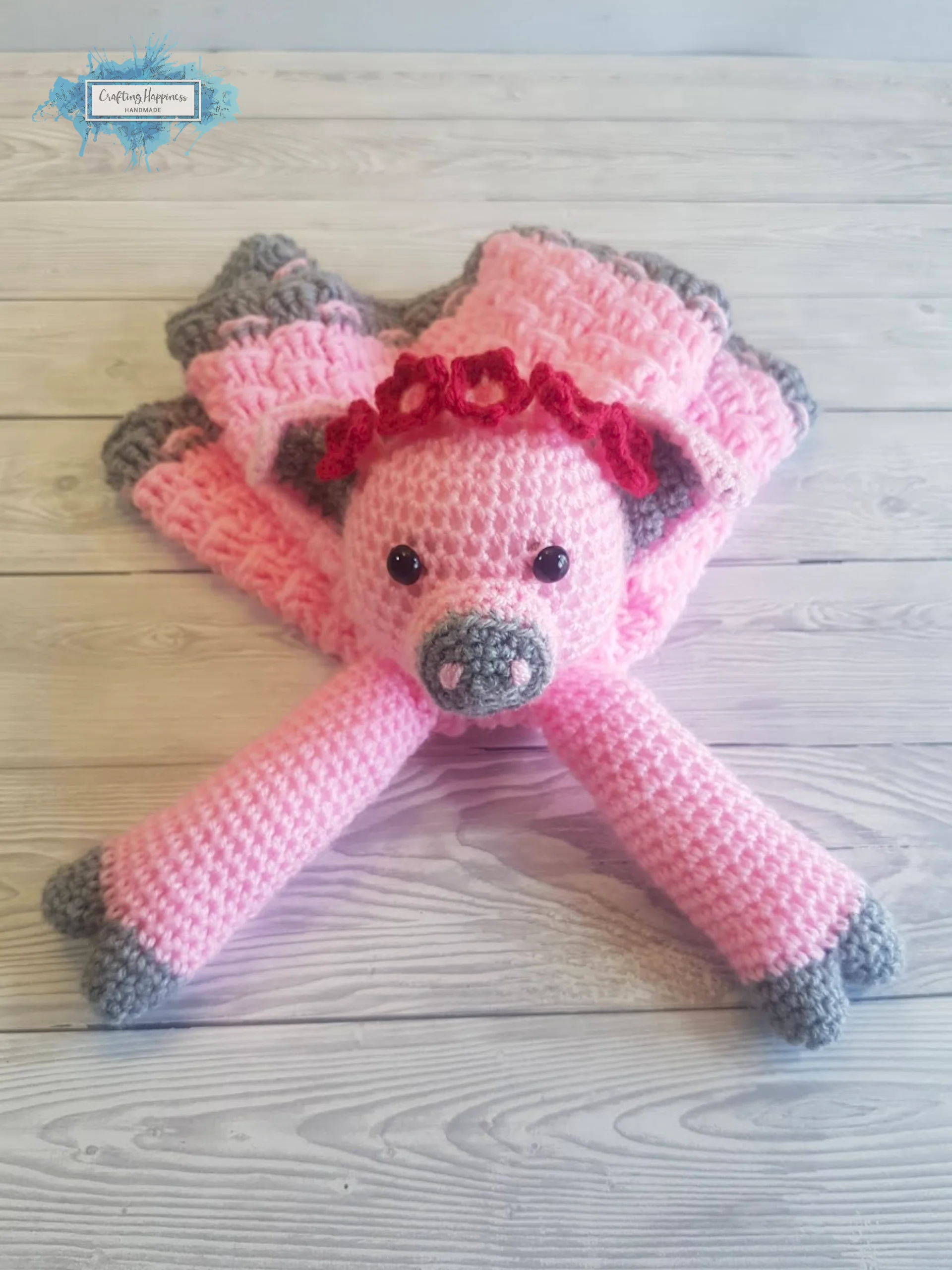 Pig Lovey Blanket Crochet Pattern - Baby Comforter Toy PDF Pattern - Crafting Happiness product image (5)