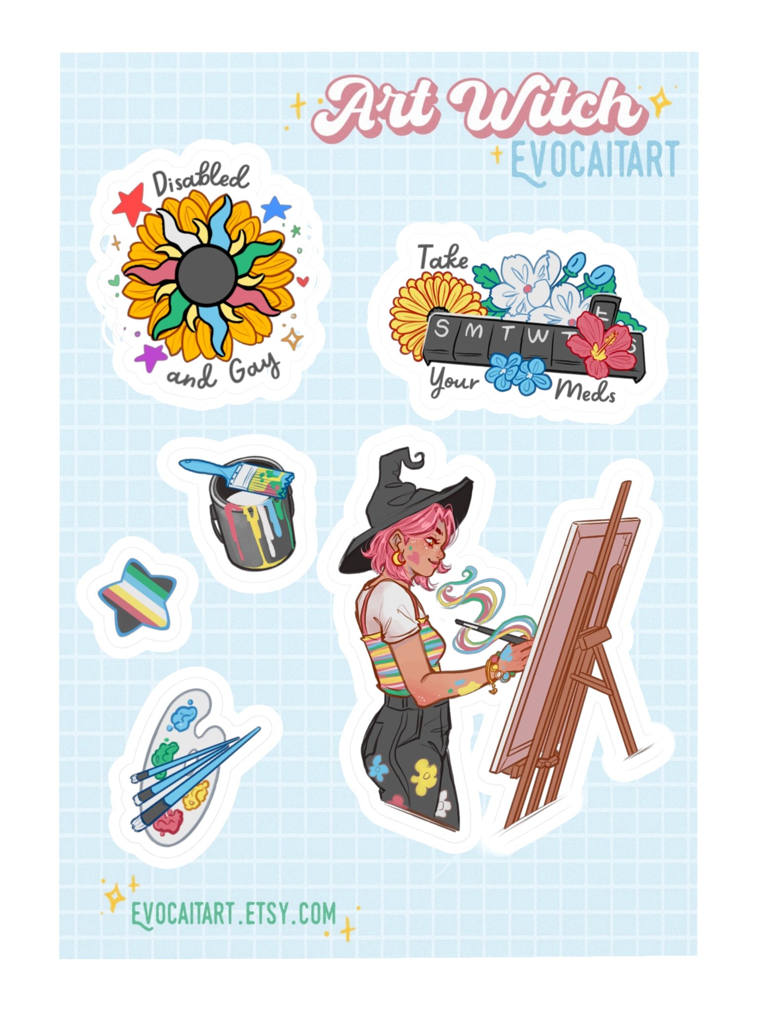 Disability Pride Flag Witch Stickers - Standing Version product image (2)