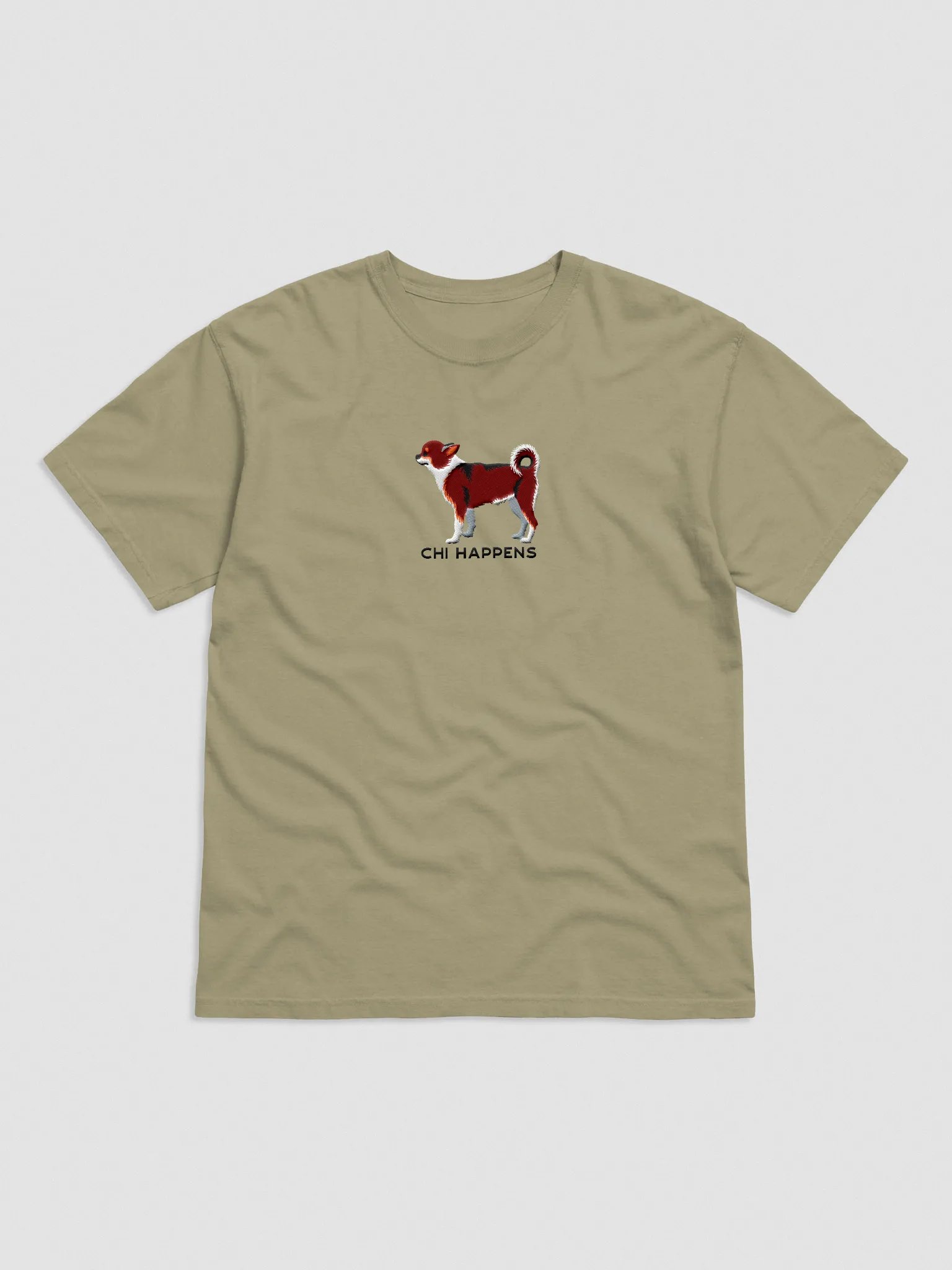 Chi Happens T-Shirt(Embroidered) of a Chihuahua(Red Tricolor) product image (4)