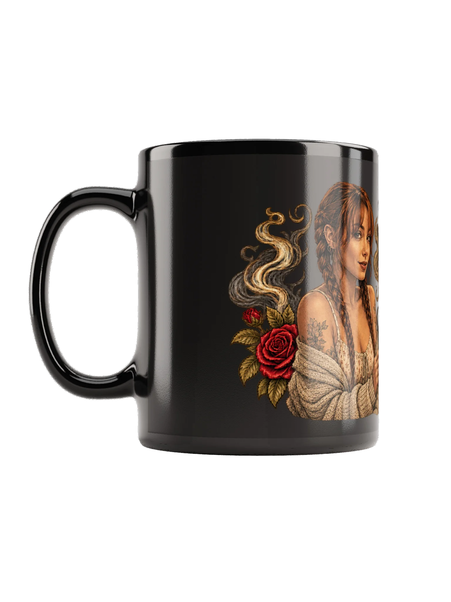 Brown Eyes & Tattoos Black Glossy Mug product image (1)