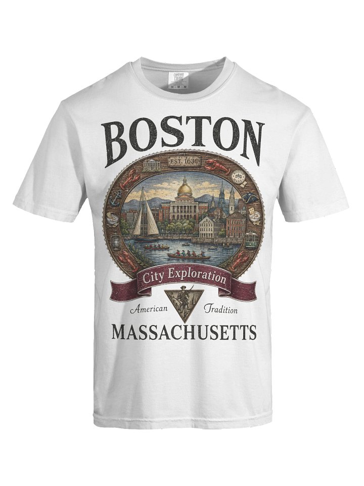 Vintage Boston Shirt, Massachusetts Graphic Tee, Comfort Colors 1717 Garment Dyed Travel Souvenir T-Shirt product image (28)