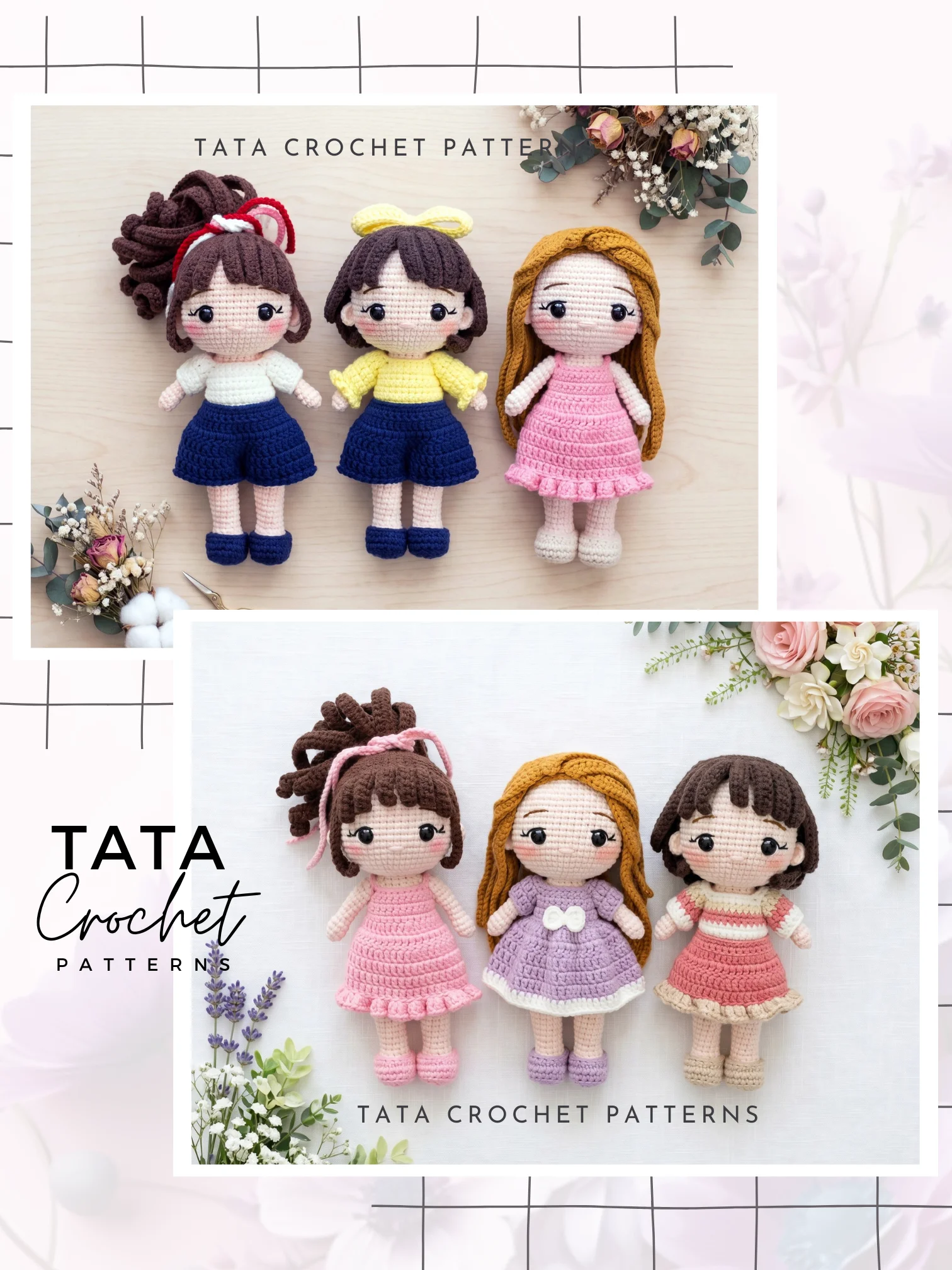 Chibi Doll Amigurumi Crochet Pattern | Mix and Match Clothes and Hair Bundle | Digital Download PDF product image (2)