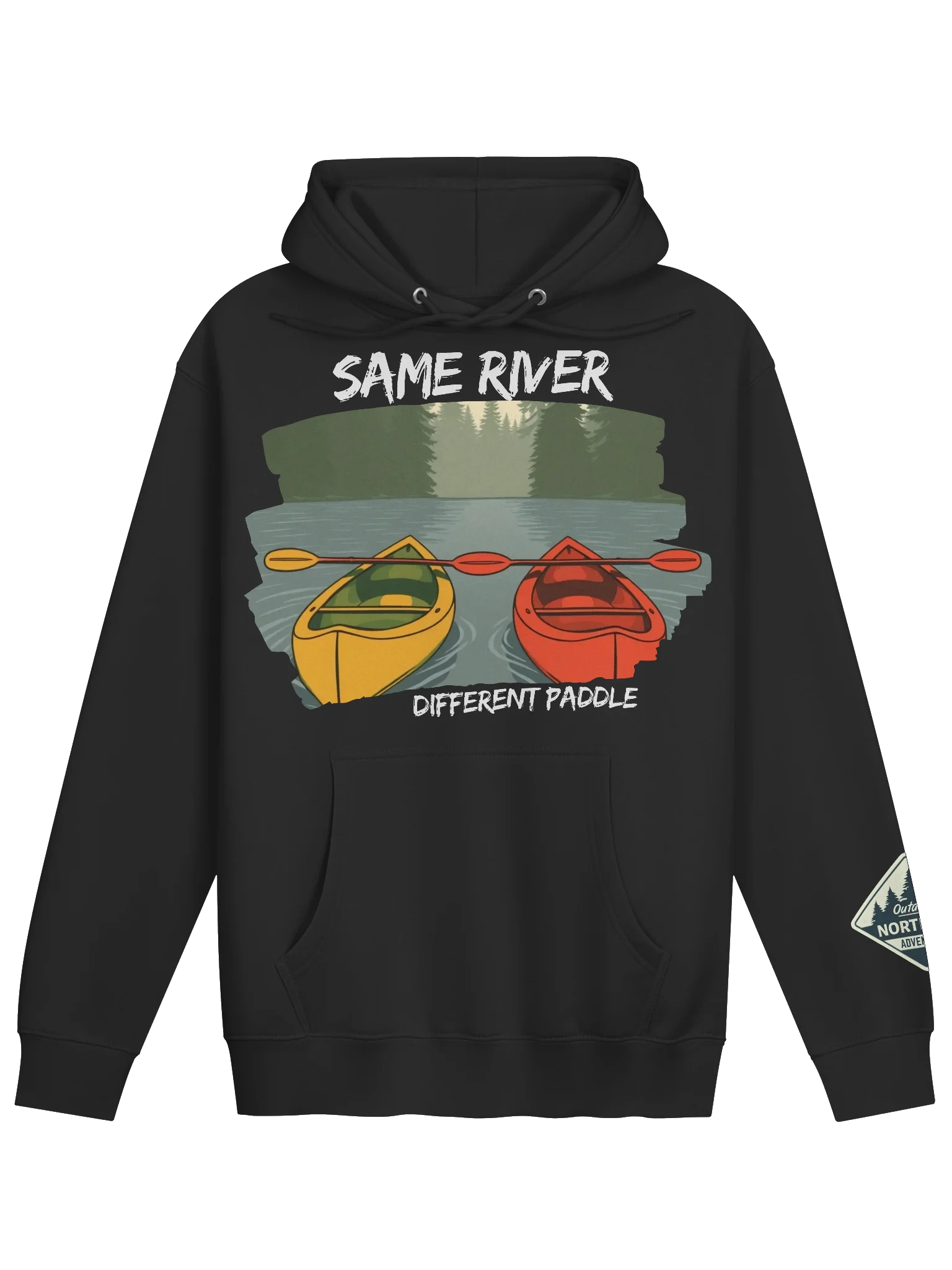 Same River, Different Paddle – Outdoorsy Couples Adventure Sweatshirt product image (1)