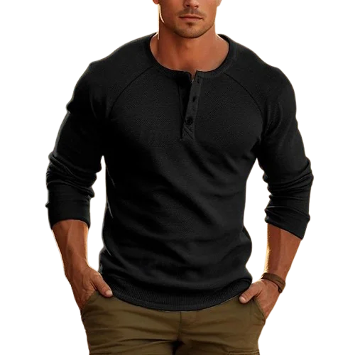 Men's Bottoming Shirt Henry Collar Long-sleeved T-shirt product image (1)