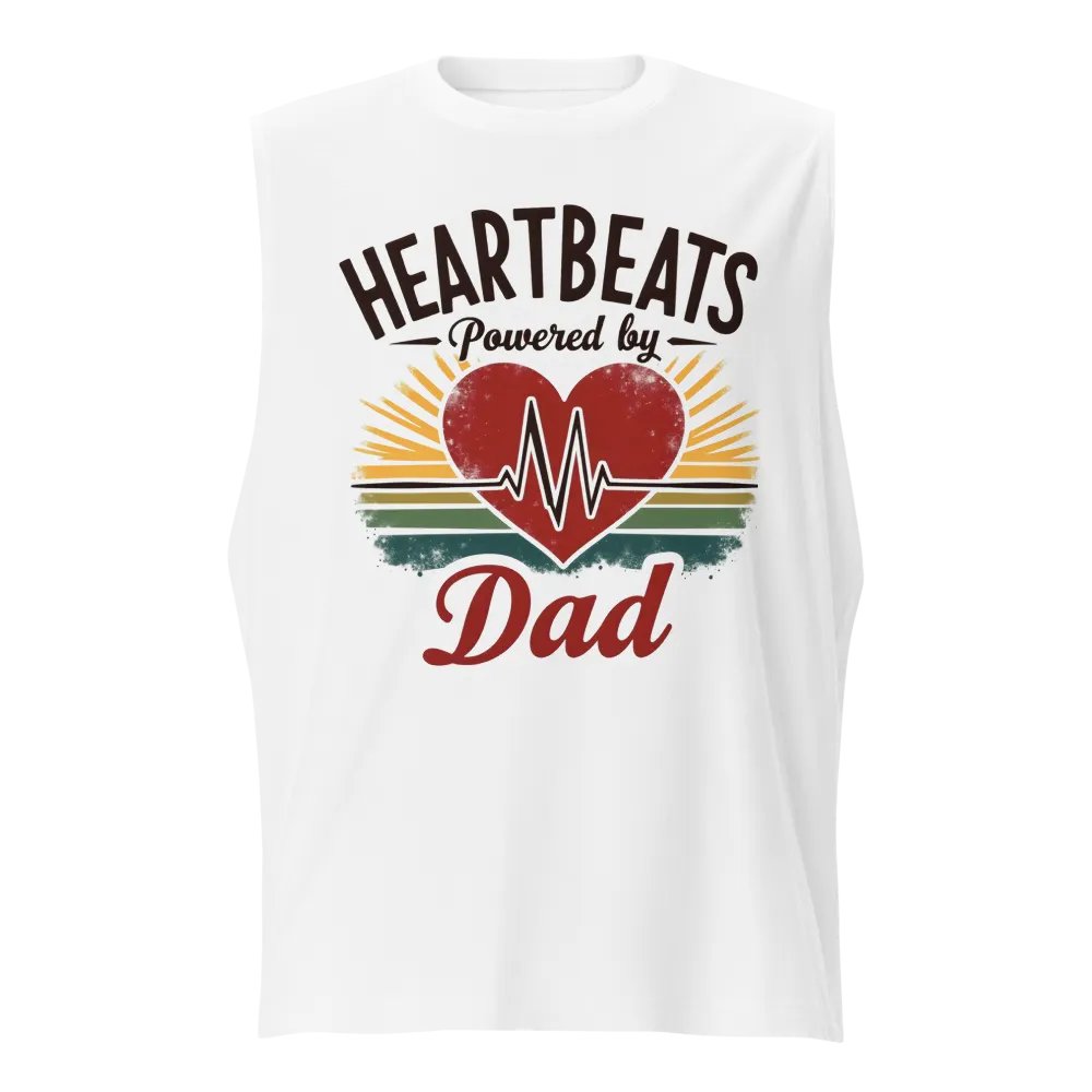 stethoscope heart shape, ekg Heartbeats Powered by Dad Muscle Tank product image (1)