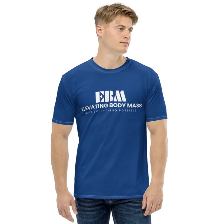 EBM Blue Crew Neck T-Shirt (White Logo) product image (1)