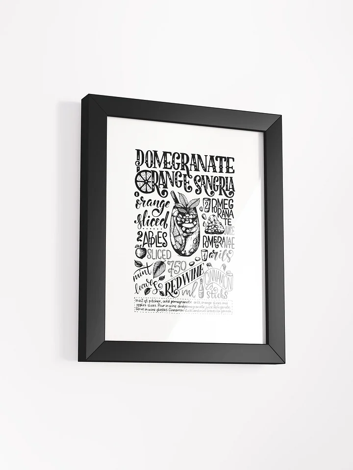 Framed Pomegranate Orange Sangria Recipe Print | Hand-Lettered Art Frame product image (2)