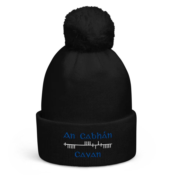 Cavan/An Cabhán Orthodox Ogham Style embroidered Pom-Pom Beanie product image (1)