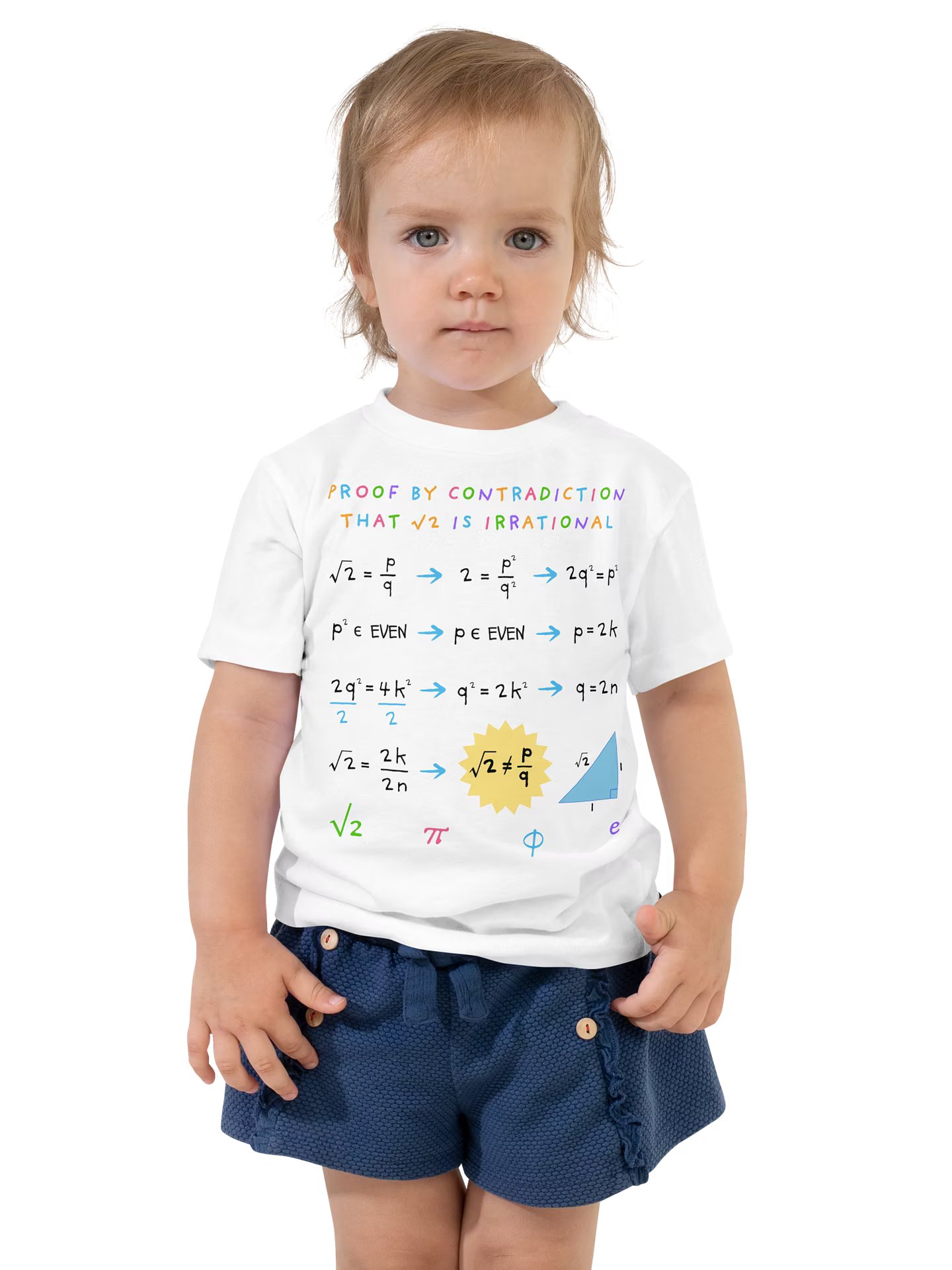 Proof by Contradiction: Square Root of 2 is Irrational - Math Toddler T-Shirt in White product image (1)