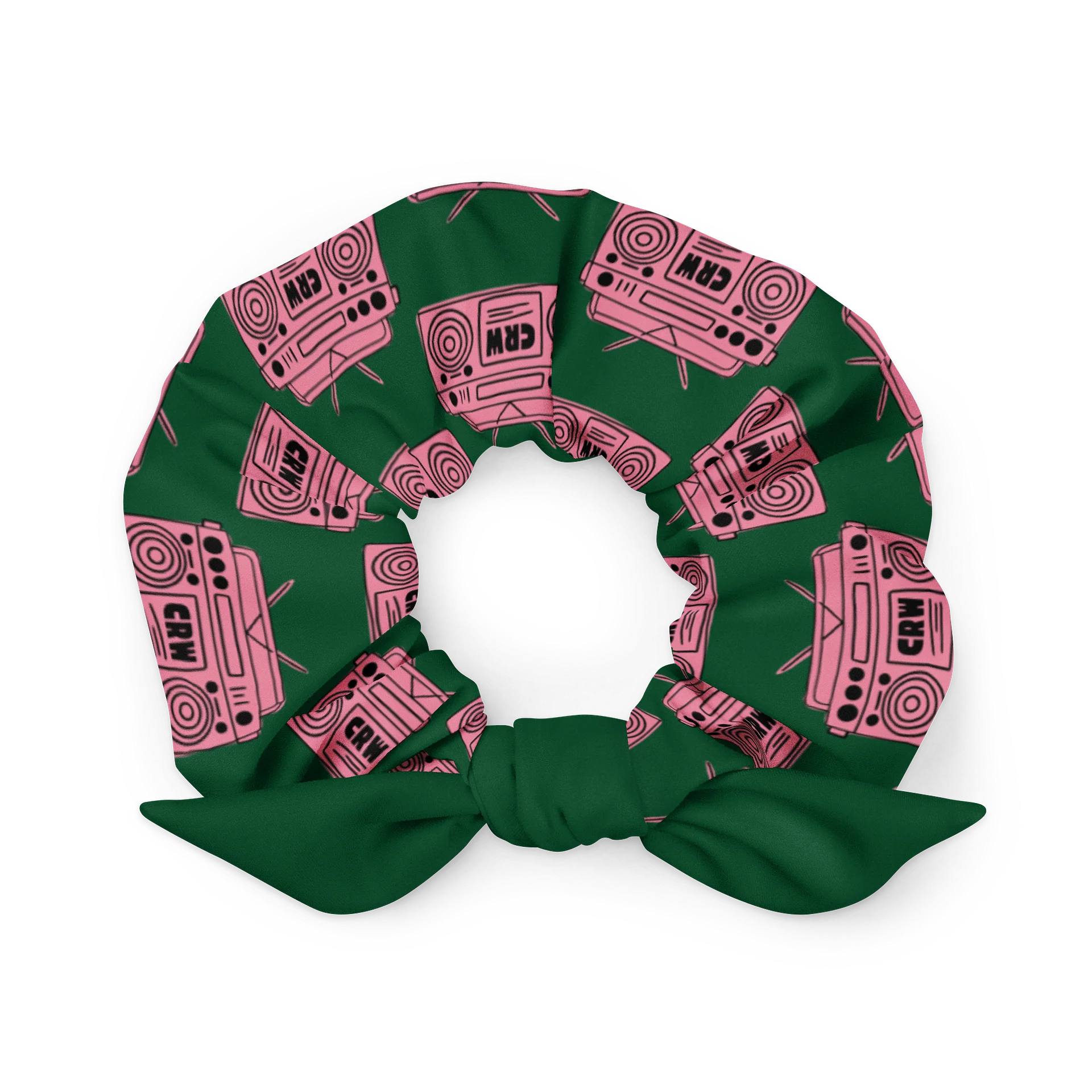 The "Studio-Ready" Logo Scrunchie - Emerald & Pink Boombox Edition product image (1)