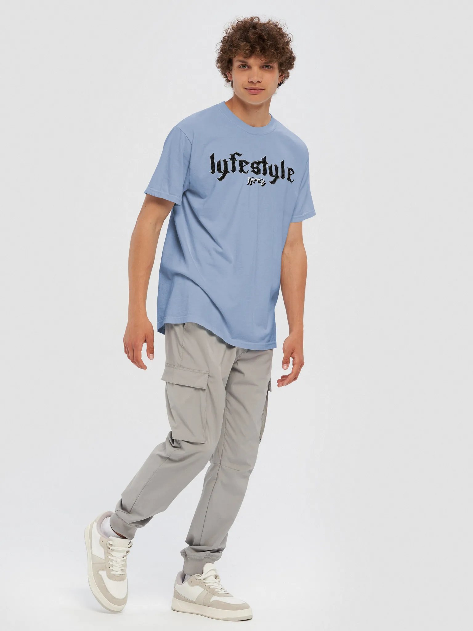 LYFË3 STITCHED HEAVYWEIGHT LYFESTYLE TEE LIGHT BLUE product image (5)