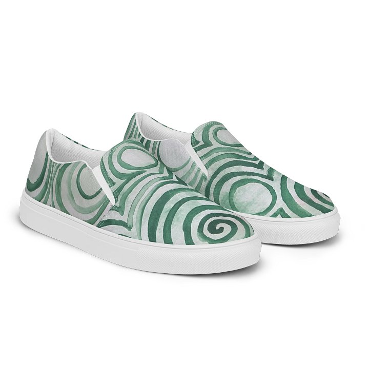 "Green Swirl" Canvas Slip On Shoes (Men's) product image (2)