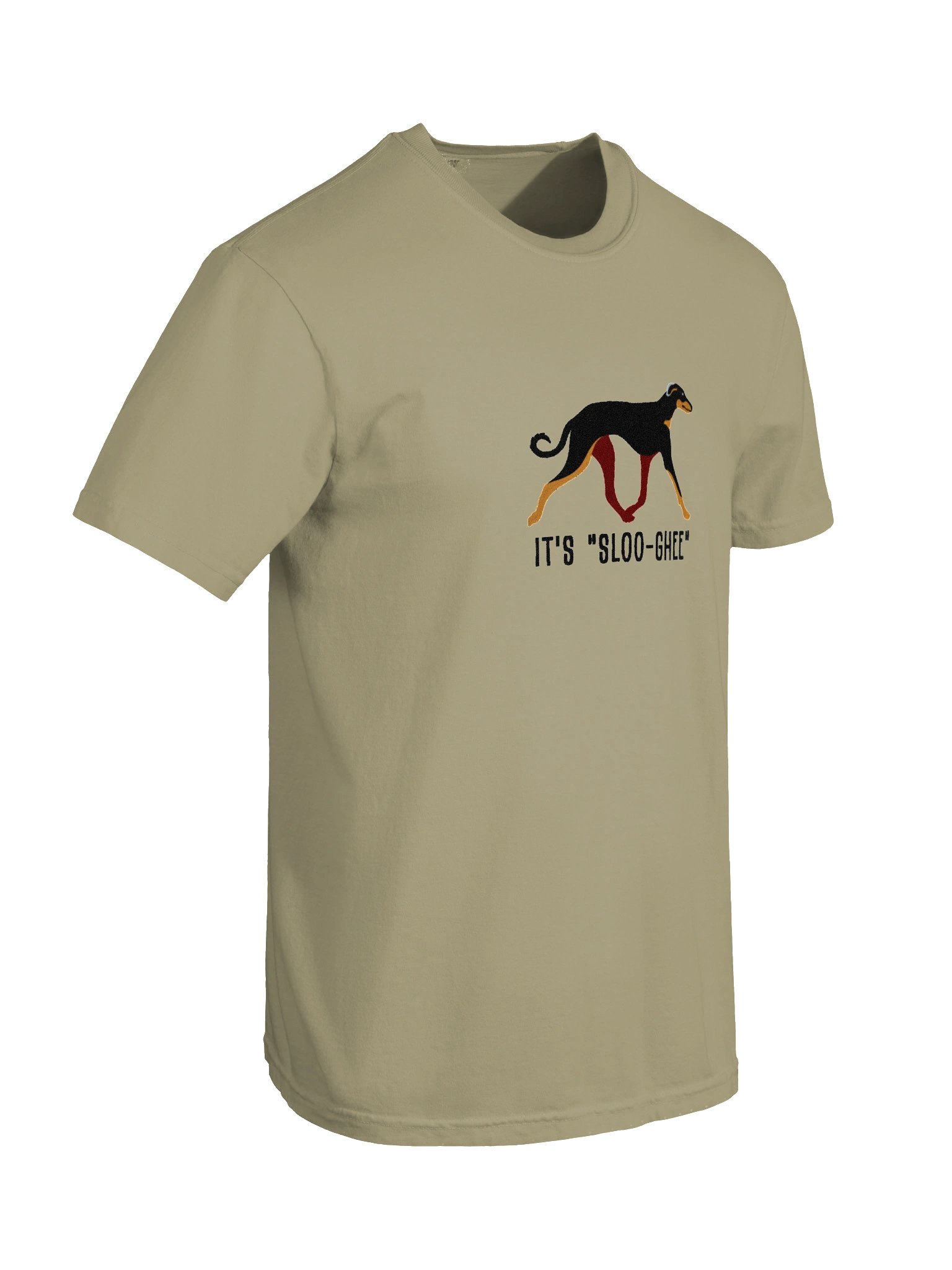 It's Sloo-Gee T-Shirt(Embroidered) of a Sloughi(Black & Tan) product image (11)