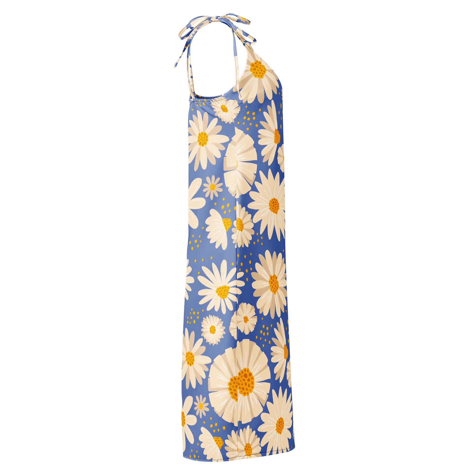 Women’s Floral Sleep Dress – Blue Daisy Print Sleeveless Nightgown Soft Comfortable Nightwear product image (6)