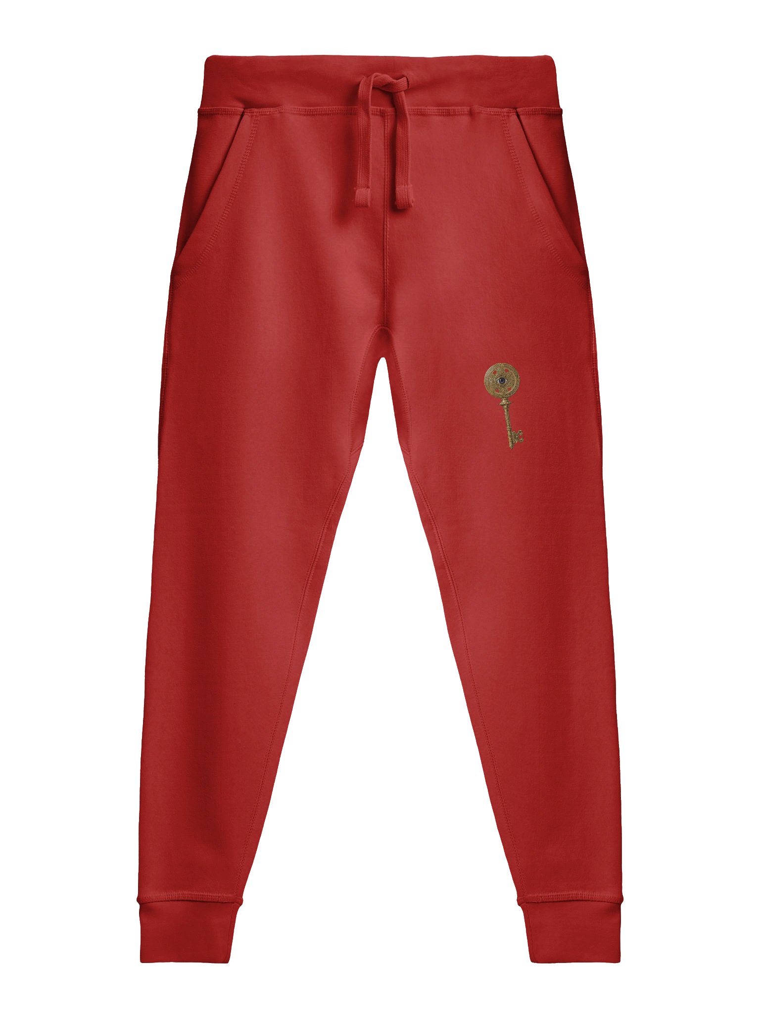 The Gatekeeper’s Key Fleece Joggers – Front Thigh & Back Lower Leg Print | Red | product image (1)