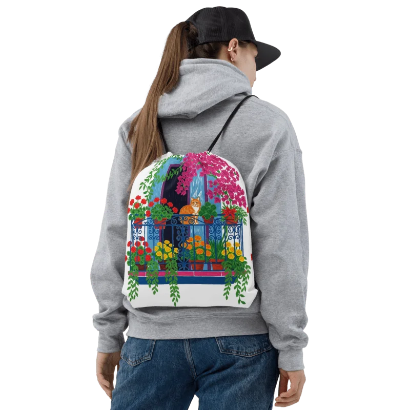 Feline Foliage Adventure Drawstring Bag product image (1)