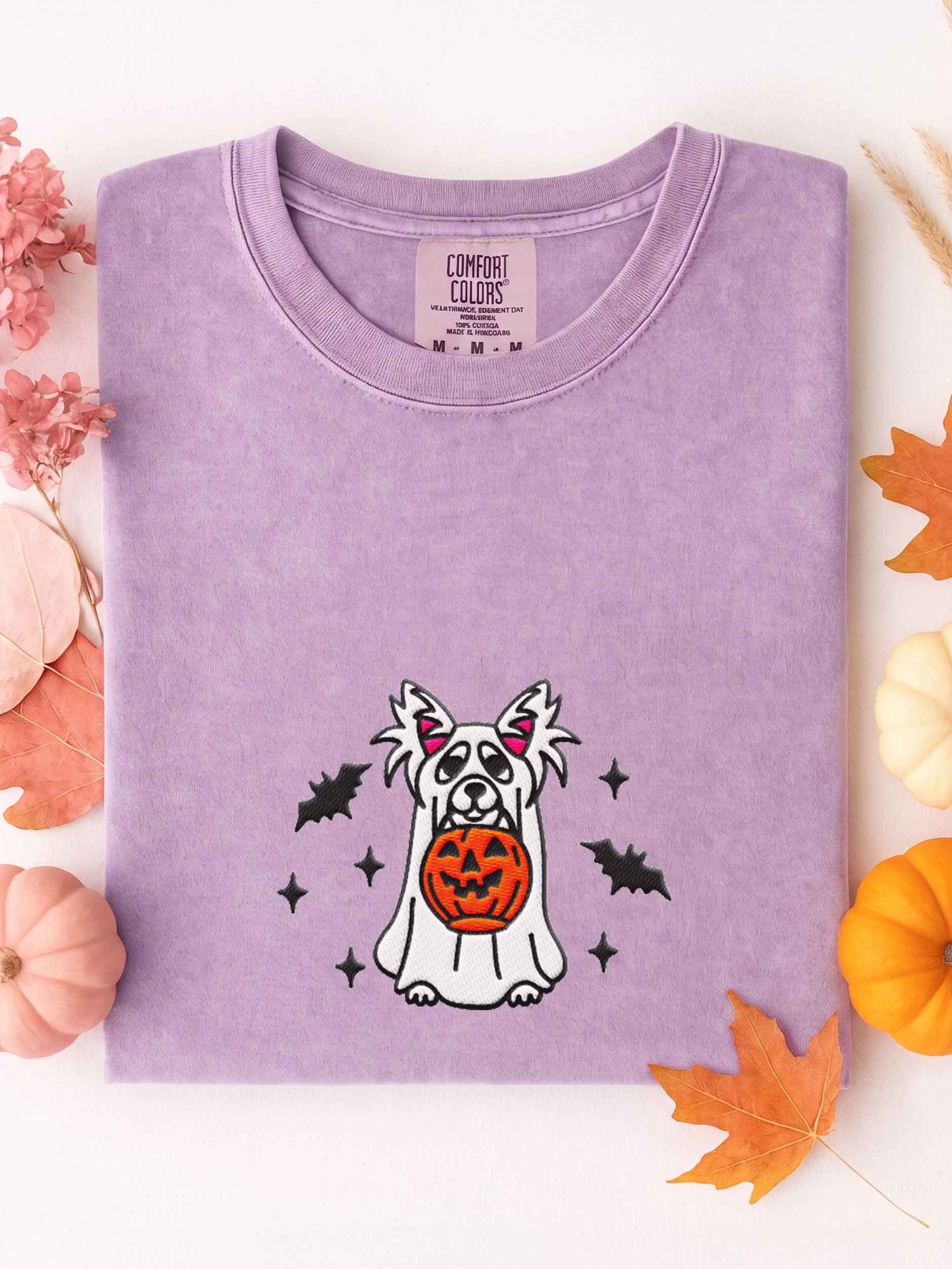 Halloween Longhaired Chihuahua(White) Embroidered T-Shirt product image (1)