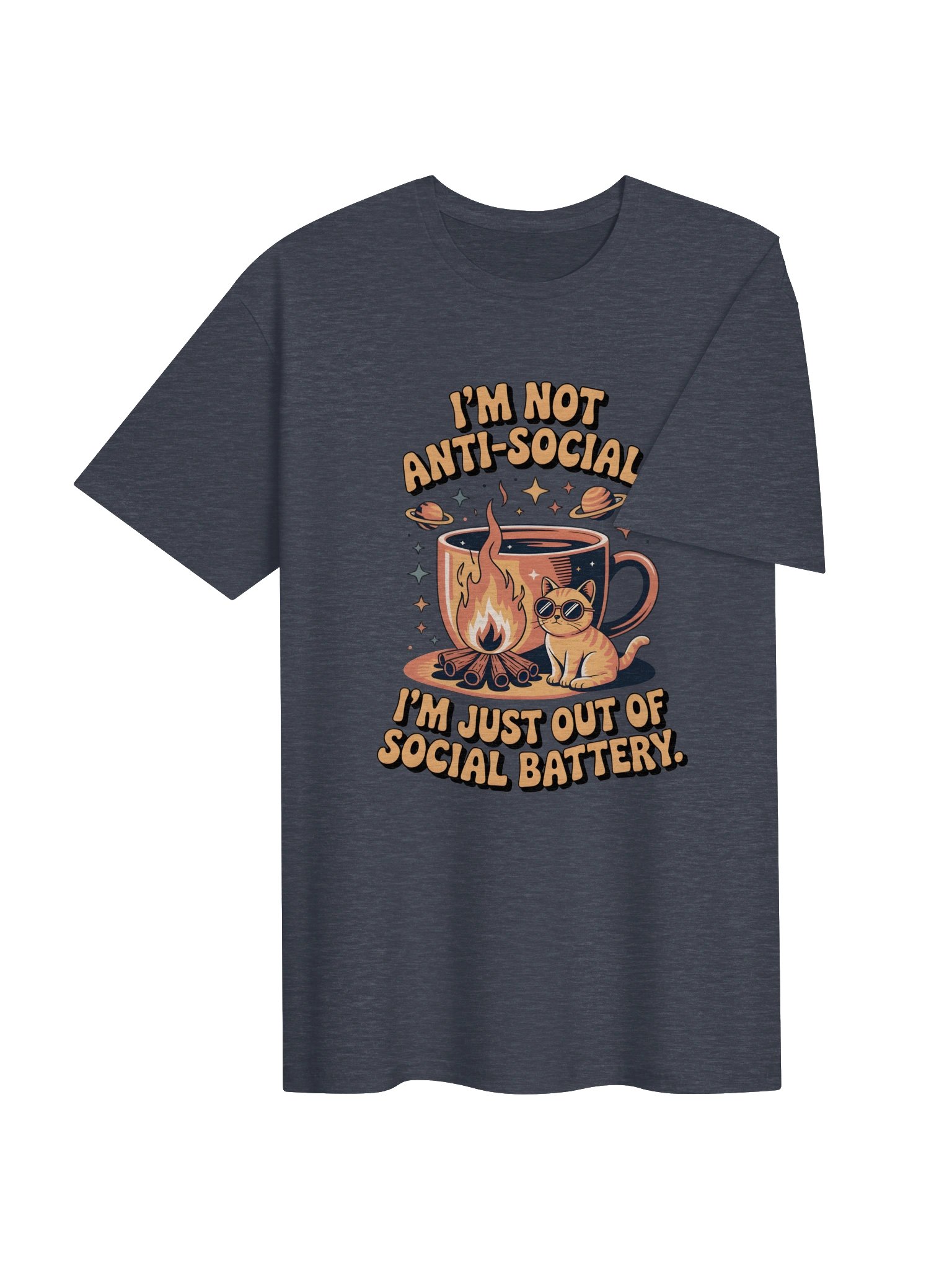 Funny Introvert Cat Coffee T-Shirt – “I’m Not Anti-Social” Graphic Tee product image (4)