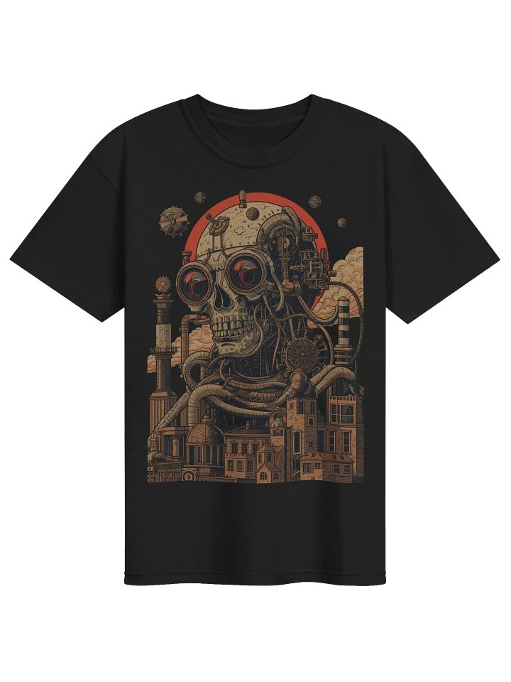 Mechanical Skull Future City Heavyweight T-Shirt product image (1)